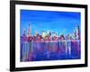 Neon Shimmering Skyline of Chicago Skyline at Night-Martina Bleichner-Framed Art Print