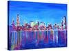 Neon Shimmering Skyline of Chicago Skyline at Night-Martina Bleichner-Stretched Canvas