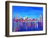 Neon Shimmering Skyline of Chicago Skyline at Night-Martina Bleichner-Framed Art Print