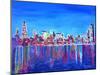 Neon Shimmering Skyline of Chicago Skyline at Night-Martina Bleichner-Mounted Art Print