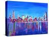 Neon Shimmering Skyline of Chicago Skyline at Night-Martina Bleichner-Stretched Canvas