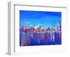 Neon Shimmering Skyline of Chicago Skyline at Night-Martina Bleichner-Framed Art Print