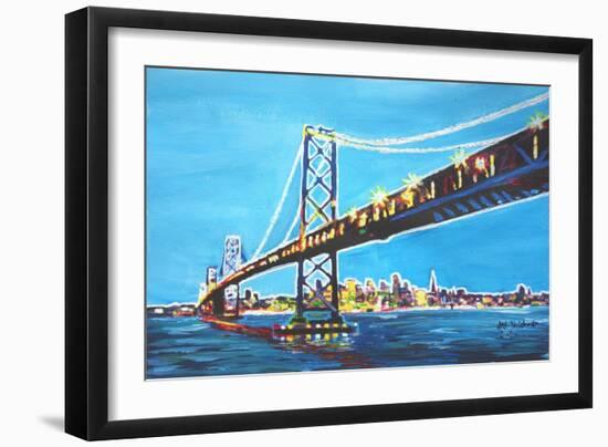 Neon Shimmering Skyline Silhouette of San Francisco-Martina Bleichner-Framed Art Print