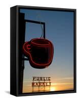 Neon Sign for Coffee, Post Alley, Seattle, Washington State, USA-Aaron McCoy-Framed Stretched Canvas