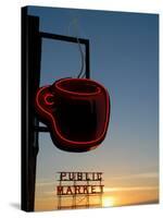 Neon Sign for Coffee, Post Alley, Seattle, Washington State, USA-Aaron McCoy-Stretched Canvas