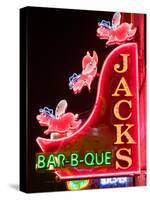Neon Sign for Jack's BBQ Restaurant, Lower Broadway Area, Nashville, Tennessee, USA-Walter Bibikow-Stretched Canvas