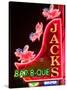 Neon Sign for Jack's BBQ Restaurant, Lower Broadway Area, Nashville, Tennessee, USA-Walter Bibikow-Stretched Canvas