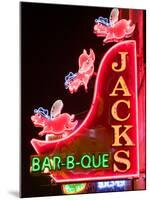 Neon Sign for Jack's BBQ Restaurant, Lower Broadway Area, Nashville, Tennessee, USA-Walter Bibikow-Mounted Premium Photographic Print