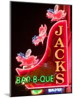 Neon Sign for Jack's BBQ Restaurant, Lower Broadway Area, Nashville, Tennessee, USA-Walter Bibikow-Mounted Photographic Print