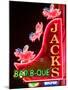 Neon Sign for Jack's BBQ Restaurant, Lower Broadway Area, Nashville, Tennessee, USA-Walter Bibikow-Mounted Photographic Print