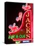 Neon Sign for Jack's BBQ Restaurant, Lower Broadway Area, Nashville, Tennessee, USA-Walter Bibikow-Stretched Canvas