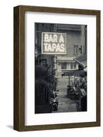 Neon Sign for Tapas Bar, Dusk, Ile Rousse, La Balagne, Corsica, France-Walter Bibikow-Framed Photographic Print