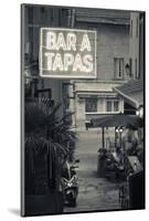 Neon Sign for Tapas Bar, Dusk, Ile Rousse, La Balagne, Corsica, France-Walter Bibikow-Mounted Photographic Print