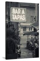 Neon Sign for Tapas Bar, Dusk, Ile Rousse, La Balagne, Corsica, France-Walter Bibikow-Stretched Canvas