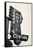 Neon Sign for the Chieftain Hotel and Pub, Squamish, British Columbia, Canada-Walter Bibikow-Framed Stretched Canvas