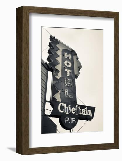 Neon Sign for the Chieftain Hotel and Pub, Squamish, British Columbia, Canada-Walter Bibikow-Framed Photographic Print