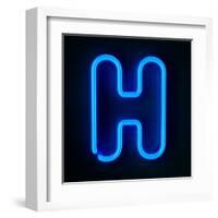 Neon Sign Letter H-badboo-Framed Art Print