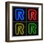 Neon Sign Letter R-badboo-Framed Art Print