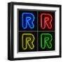 Neon Sign Letter R-badboo-Framed Art Print