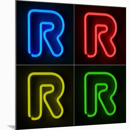 Neon Sign Letter R-badboo-Mounted Art Print