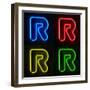 Neon Sign Letter R-badboo-Framed Art Print