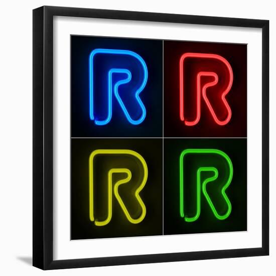 Neon Sign Letter R-badboo-Framed Art Print