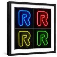 Neon Sign Letter R-badboo-Framed Art Print