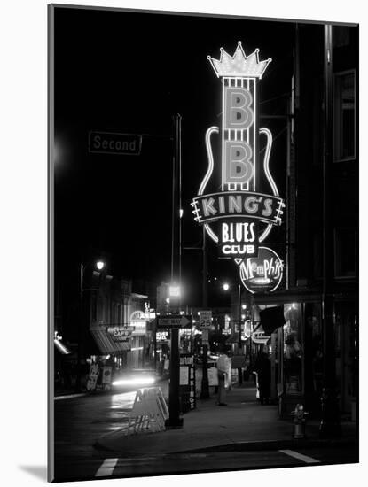Neon sign lit up at night, B. B. King's Blues Club, Memphis, Shelby County, Tennessee, USA-null-Mounted Photographic Print