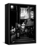 Neon sign lit up at night in a city, Rum Boogie Cafe, Beale Street, Memphis, Shelby County, Tenn...-null-Framed Stretched Canvas