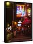 Neon Sign Lit Up at Night in a City, Rum Boogie Cafe, Beale Street, Memphis, Shelby County-null-Framed Stretched Canvas