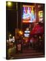 Neon Sign Lit Up at Night in a City, Rum Boogie Cafe, Beale Street, Memphis, Shelby County-null-Stretched Canvas