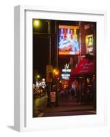 Neon Sign Lit Up at Night in a City, Rum Boogie Cafe, Beale Street, Memphis, Shelby County-null-Framed Photographic Print