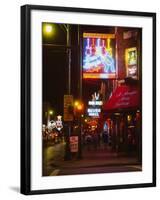 Neon Sign Lit Up at Night in a City, Rum Boogie Cafe, Beale Street, Memphis, Shelby County-null-Framed Photographic Print