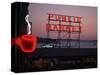 Neon Sign of Coffee Cup at Pike Place Market, Seattle, Washington, USA-Connie Ricca-Stretched Canvas