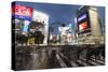 Neon Signs and Pedestrian Crossing (The Scramble) at Night, Shibuya Station, Shibuya, Tokyo, Japan-Stuart Black-Stretched Canvas