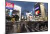 Neon Signs and Pedestrian Crossing (The Scramble) at Night, Shibuya Station, Shibuya, Tokyo, Japan-Stuart Black-Mounted Photographic Print