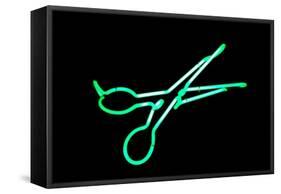 Neon Signs And Symbols Isolated On Black-mikeledray-Framed Stretched Canvas