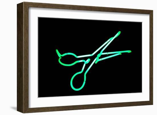 Neon Signs And Symbols Isolated On Black-mikeledray-Framed Art Print