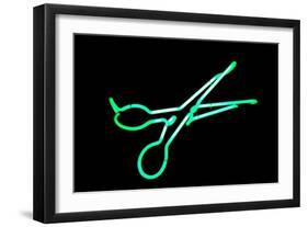 Neon Signs And Symbols Isolated On Black-mikeledray-Framed Art Print