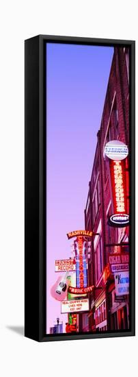 Neon Signs at Dusk, Nashville, Tennessee, USA-null-Framed Stretched Canvas