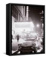 Neon Signs at Night Time on Broadway in New York-null-Framed Stretched Canvas