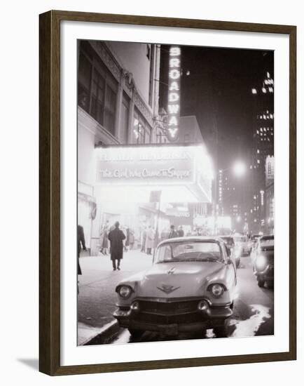 Neon Signs at Night Time on Broadway in New York-null-Framed Premium Photographic Print