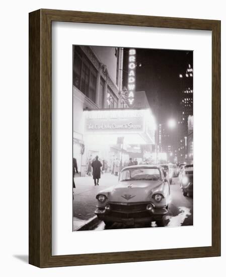 Neon Signs at Night Time on Broadway in New York-null-Framed Photographic Print