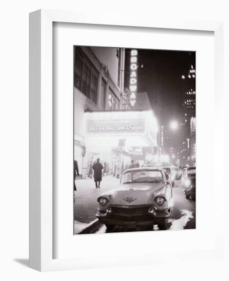 Neon Signs at Night Time on Broadway in New York-null-Framed Photographic Print