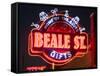 Neon Signs, Beale Street Entertainment Area, Memphis, Tennessee, USA-Walter Bibikow-Framed Stretched Canvas