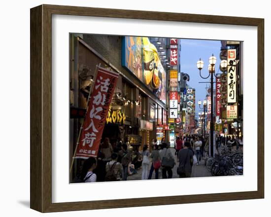 Neon Signs Bring Dotonbori Entertainment District to Life after Sunset, Osaka, Japan-null-Framed Photographic Print