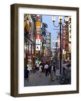 Neon Signs Bring Dotonbori Entertainment District to Life after Sunset, Osaka, Japan-null-Framed Photographic Print