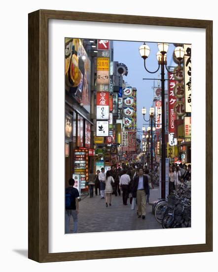 Neon Signs Bring Dotonbori Entertainment District to Life after Sunset, Osaka, Japan-null-Framed Photographic Print