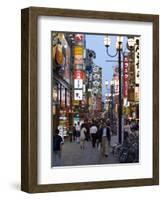 Neon Signs Bring Dotonbori Entertainment District to Life after Sunset, Osaka, Japan-null-Framed Photographic Print