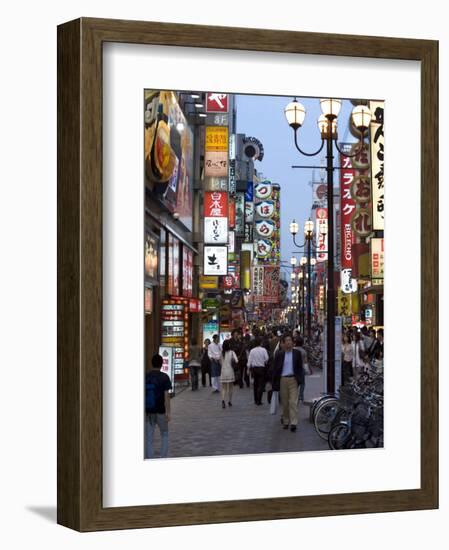 Neon Signs Bring Dotonbori Entertainment District to Life after Sunset, Osaka, Japan-null-Framed Photographic Print